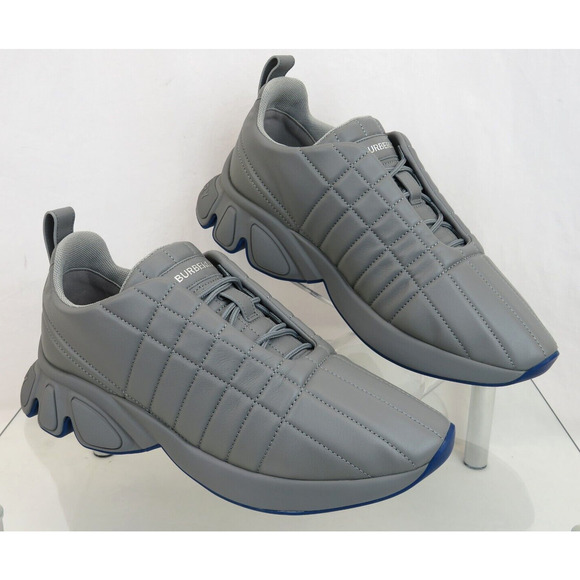 $850 BURBERRY AXBURTON GRAY CHECK QUILTED LEATHER LOGO SNEAKERS 10 US 43 ITALY - Picture 7 of 13